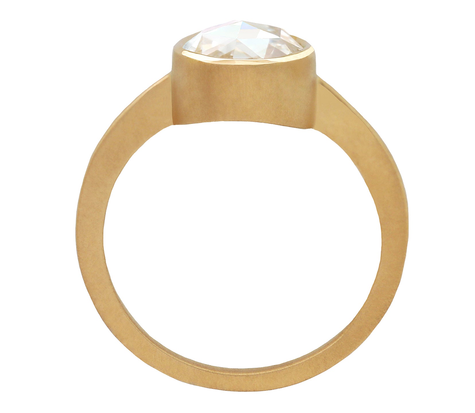1 Carat Round Rose-cut White Diamond Bezel Ring