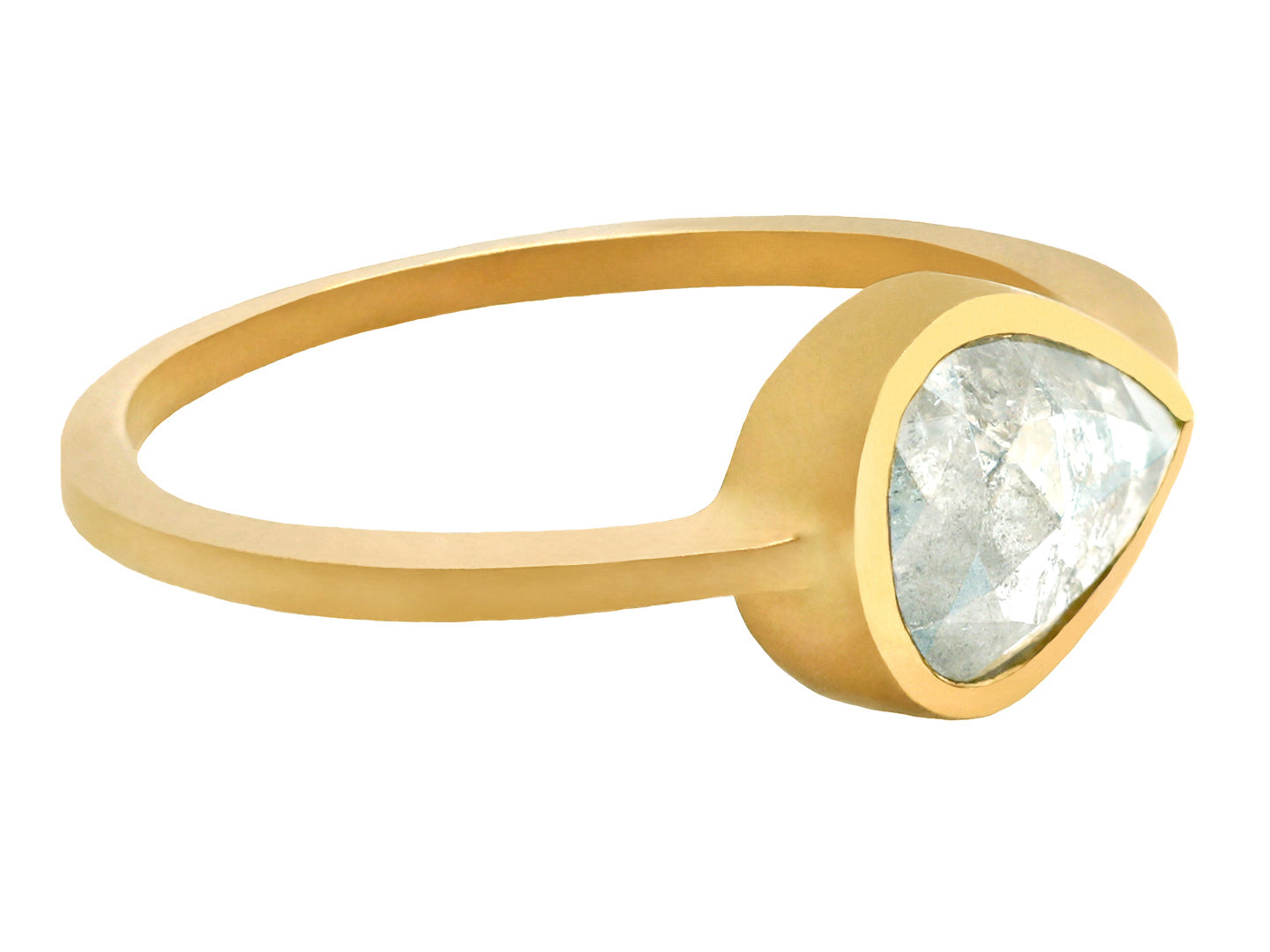 1ct Pear Rosecut Silver Grey Diamond &  Yellow Gold Ring