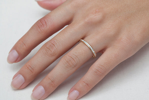 thumbnail image 2 of 18K Gold Filled Channel Set Simulated Diamond Eternity Stackable Wedding Band Ring 2 of 4