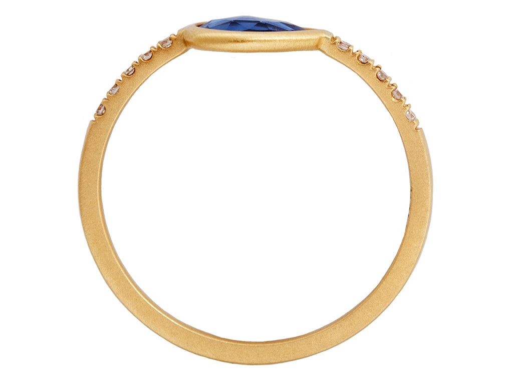 0.50ct Pear Sapphire & Yellow Gold Diamond Pavé Ring
