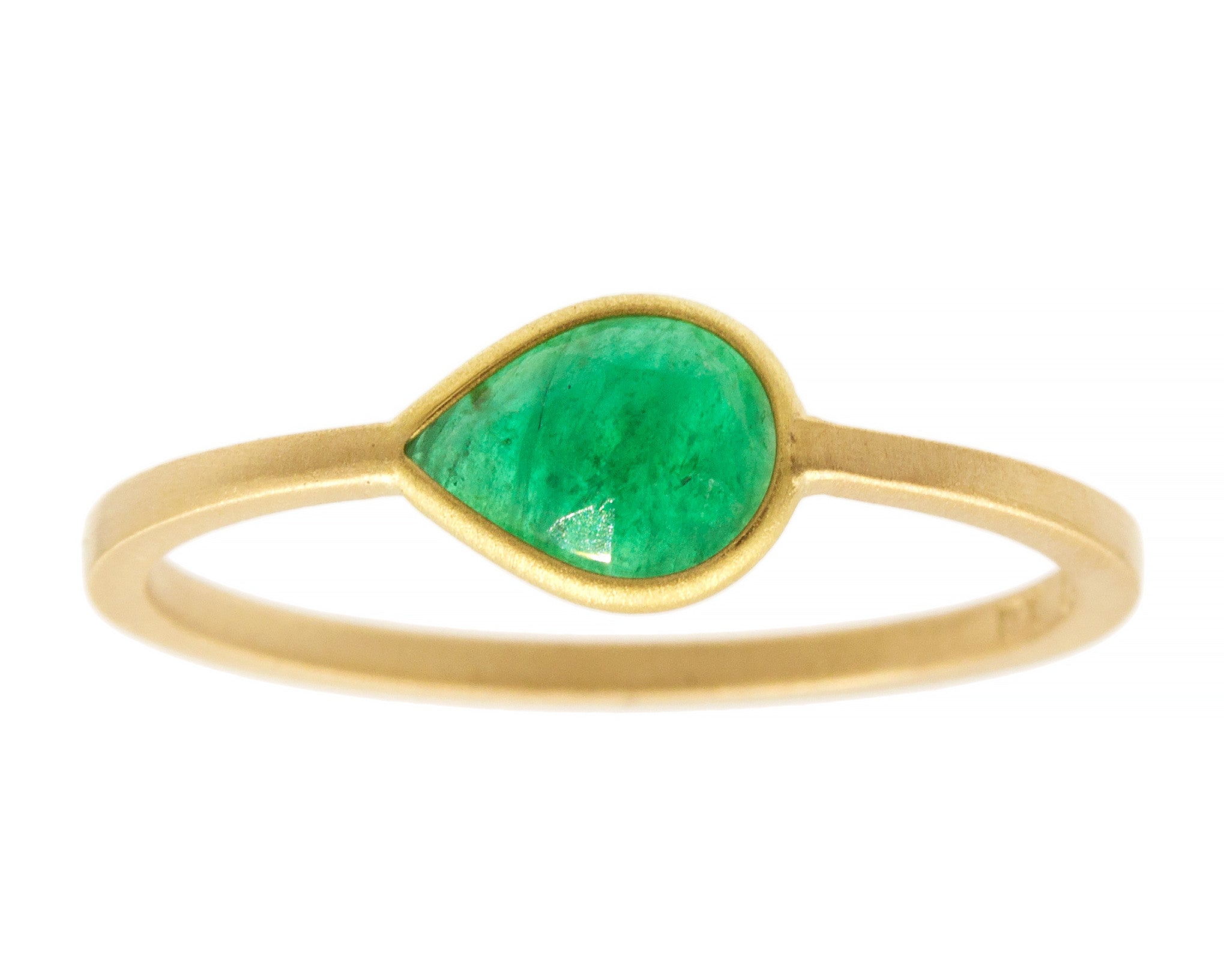 0.50ct Pear Colombian Emerald & Yellow Gold Wire Ring