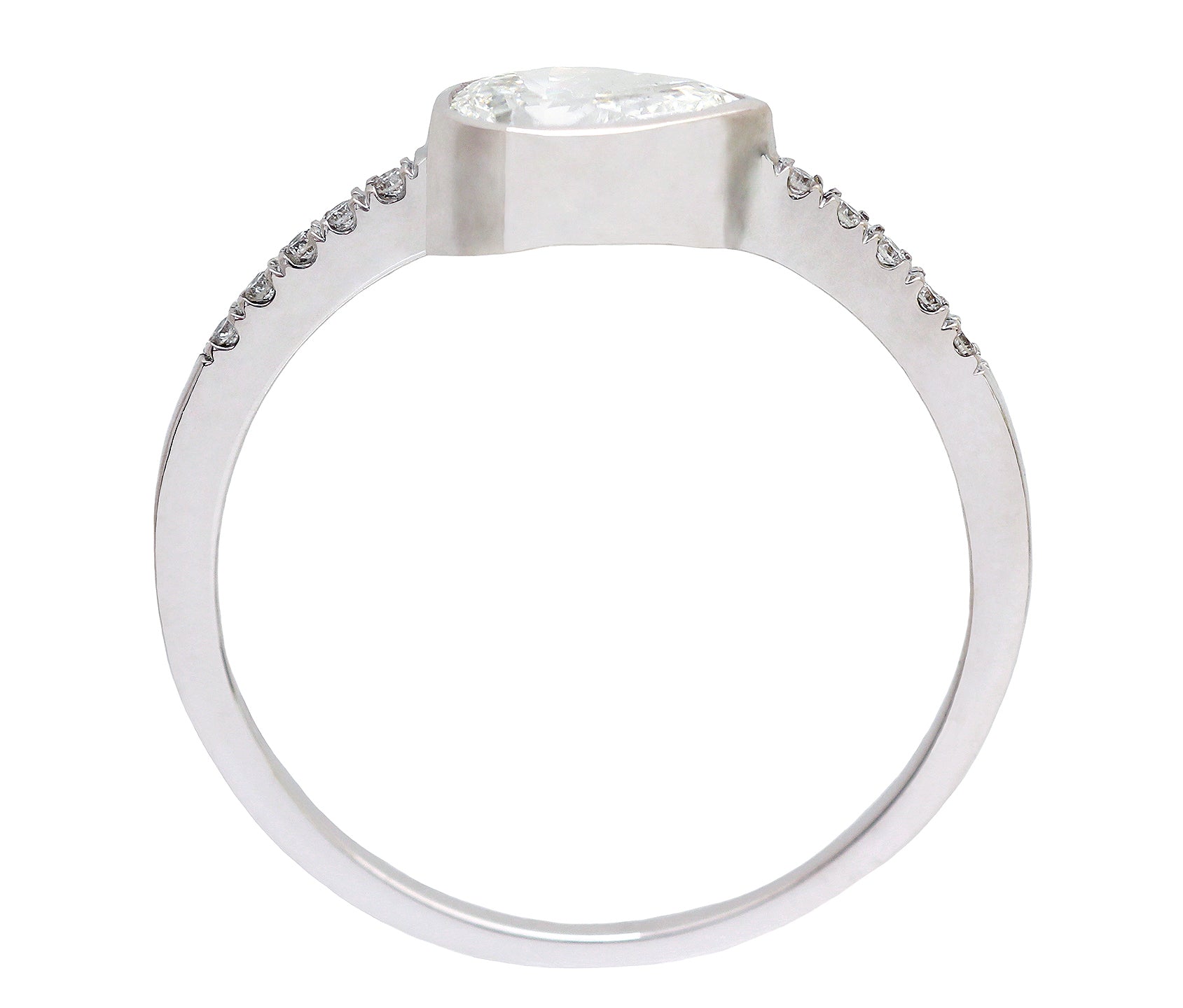 0.50ct Brilliant Pear White Diamond East-West Bezel Ring