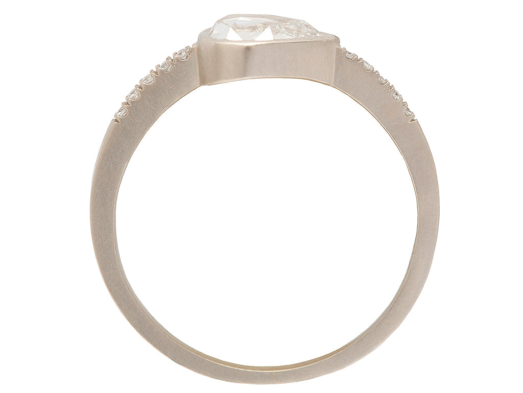 0.50ct Pear White Diamond & White Gold Pavé Bezel Ring