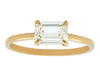 1 carat Emerald Cut White Diamond Prong Set East-West Ring