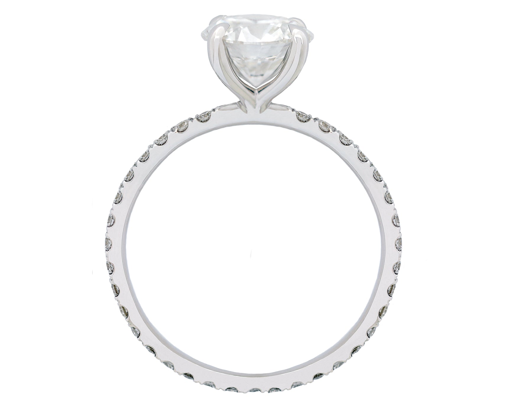 1ct Round Brilliant White Diamond Solitaire Pavé Ring