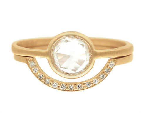 1ct Round Rosecut White Diamond Flat Bezel Ring