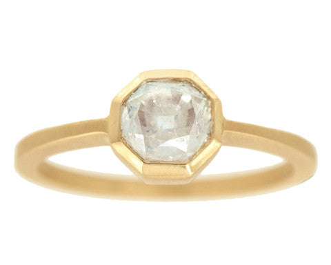 1.20ct Octagonal Grey Diamond & Yellow Gold Bezel Ring