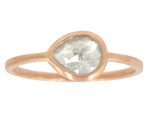 0.85ct Pear Rose-cut Grey Diamond & Rose Gold Wire Ring