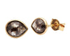 0.90ct Pear Rose-cut Grey Diamond & Yellow Gold Wire Stud Earrings