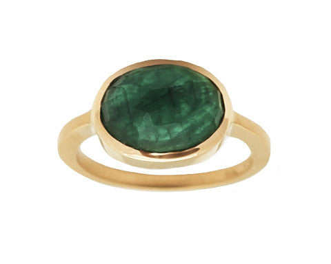 4.41ct Oval Rose Cut Emerald Ring