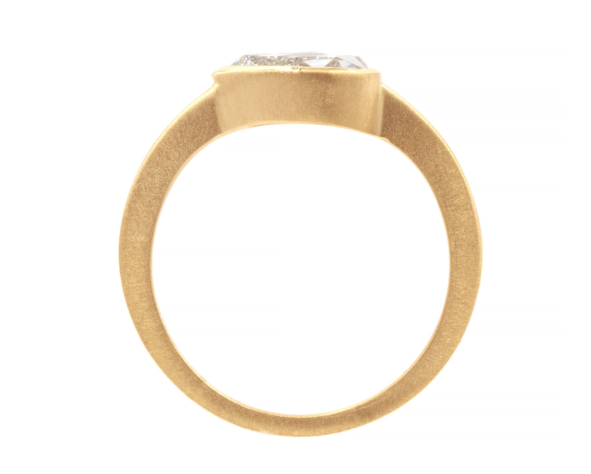 1ct Pear Rose-cut White Diamond & Yellow Gold Ring