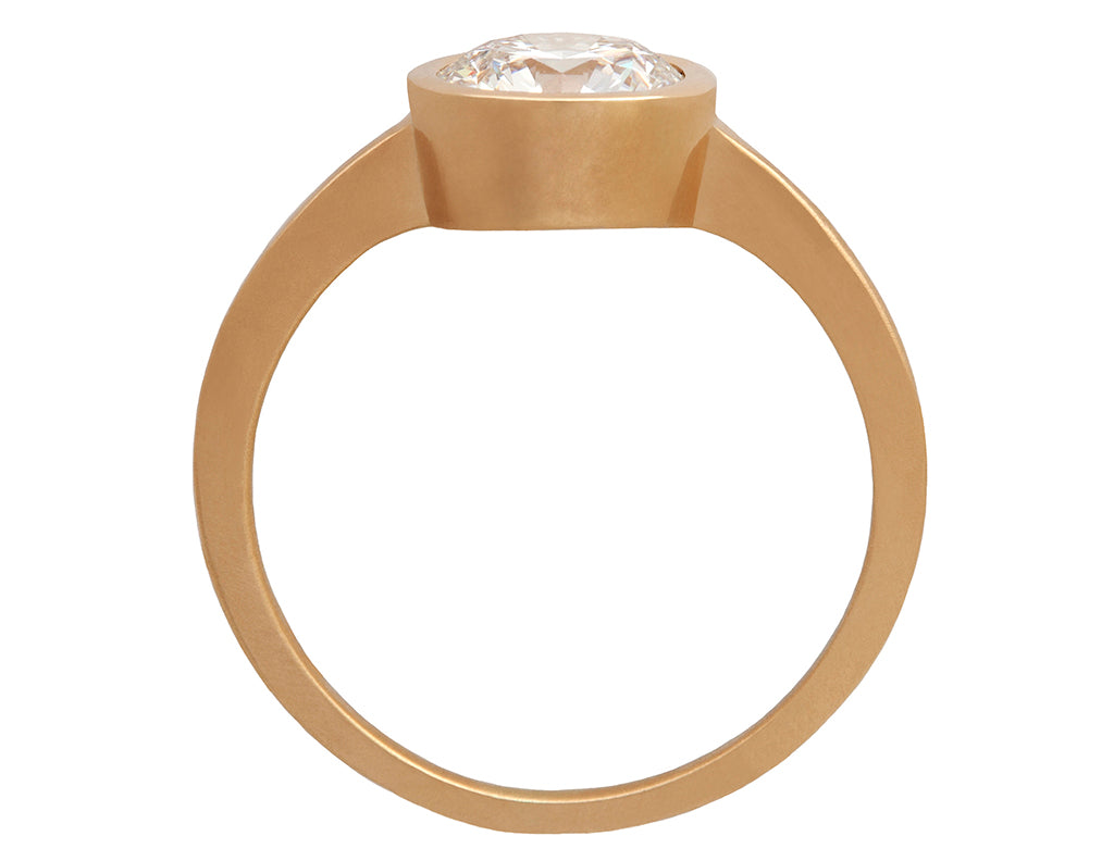 1ct Round Ideal-cut White Diamond & Yellow Gold Bezel Ring