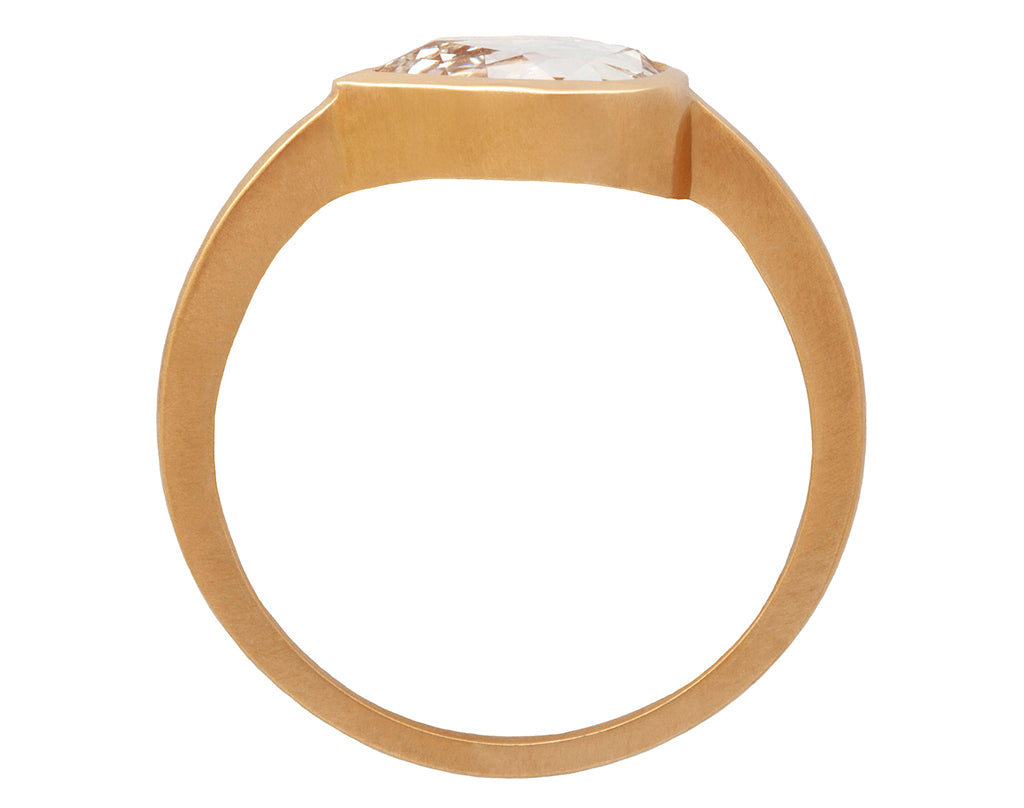 0.90ct Pear Rose-cut White Diamond & Yellow Gold Bezel Ring