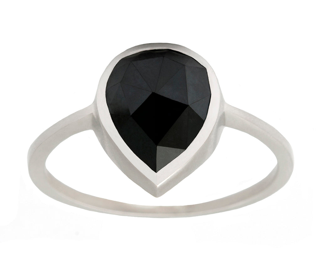 2.70ct Pear Rose-cut Black Diamond Ring