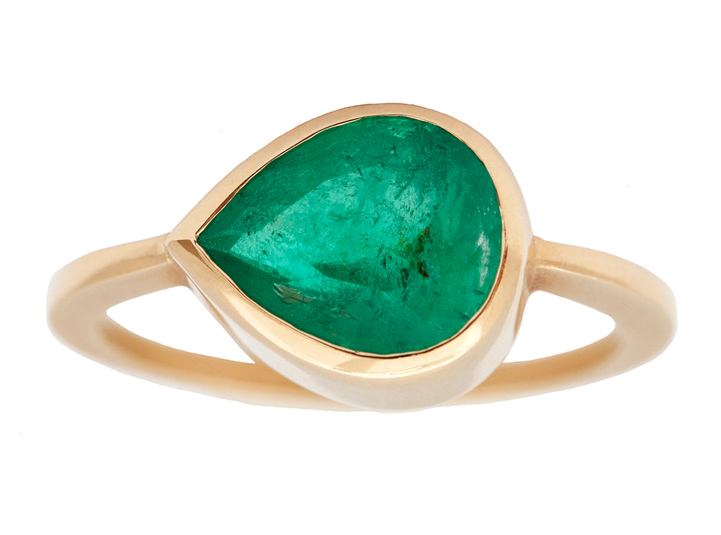 3.22ct Pear Colombian Emerald Ring