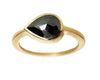 1.55ct Pear Rose-cut Black Diamond & Yellow Gold Bezel Ring