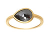 1.50ct Pear Rose-cut Black Diamond & Yellow Gold Wire Ring