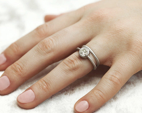 0.50ct Round Rose-cut White Diamond & White Gold Bezel Ring