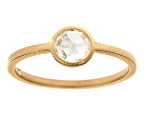 0.50ct Round Rose-cut White Diamond & Yellow Gold Wire Ring