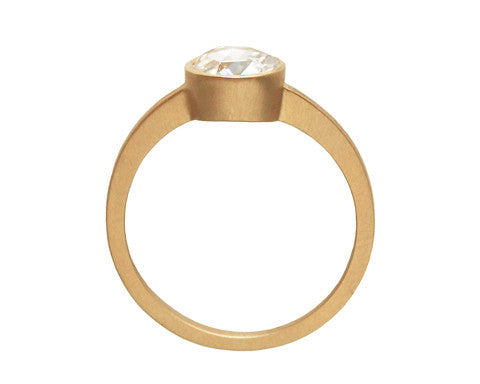 0.75ct Round Rose-Cut White Diamond & Yellow Gold Bezel Ring