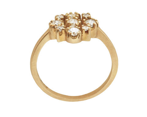 Yellow Gold Marie White Diamond Cluster Ring