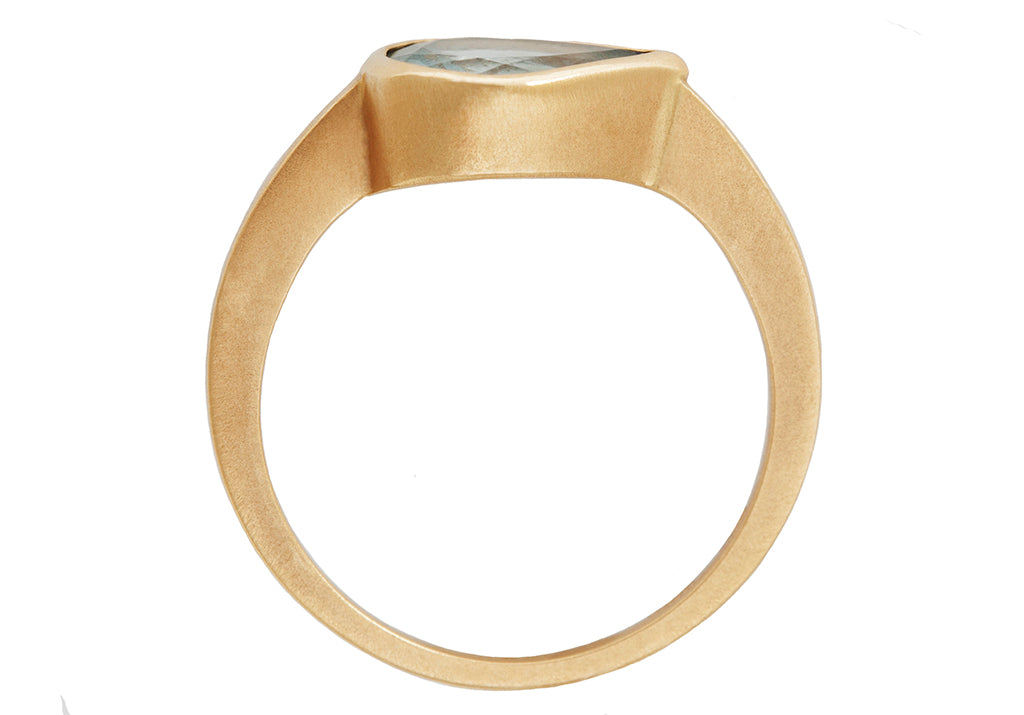 3ct Pear Aquamarine & Gold Bezel Ring