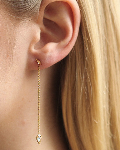 14K Yellow Gold Thorn Studs & Rose Cut Diamond Earrings