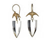 Rock Crystal Bullet Drops & 14K Gold Bird Earrings