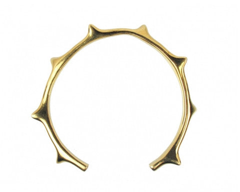 Solid 14k Yellow Gold Thorn Cuff