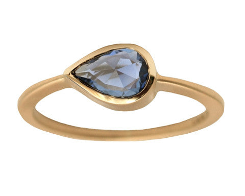0.70ct Pear Rose-cut Sapphire & Yellow Gold Bezel Ring