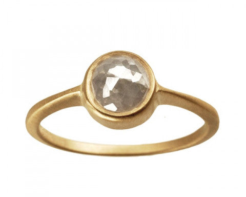 1ct Round Rose-cut Grey Diamond & Yellow Gold Bezel Ring