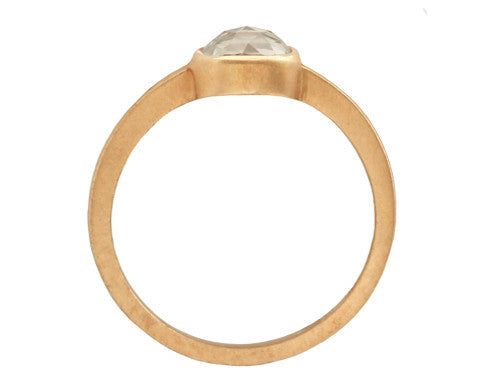 0.53ct Cushion Rose-cut Grey Diamond & Yellow Gold Bezel Ring