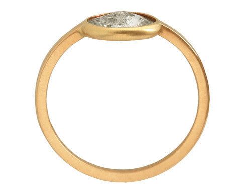 0.64ct Cushion Rose-cut Grey Diamond & Yellow Gold Wire Ring