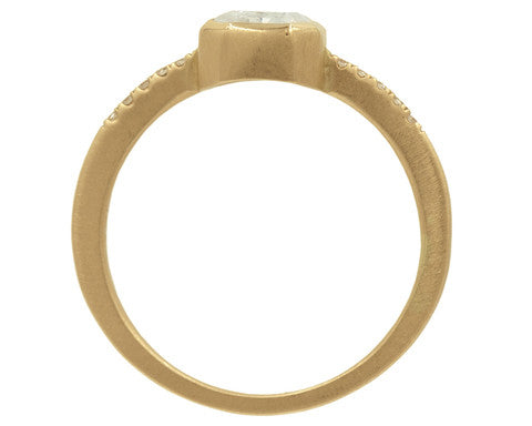 1.03ct Octagonal Cushion Grey Diamond & Yellow Gold Pavé Ring