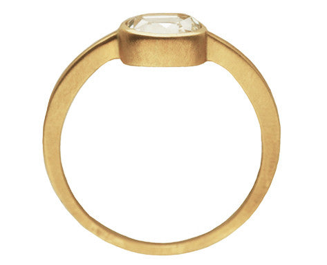0.50ct Cushion White Rose-cut Diamond & Yellow Gold Bezel Ring