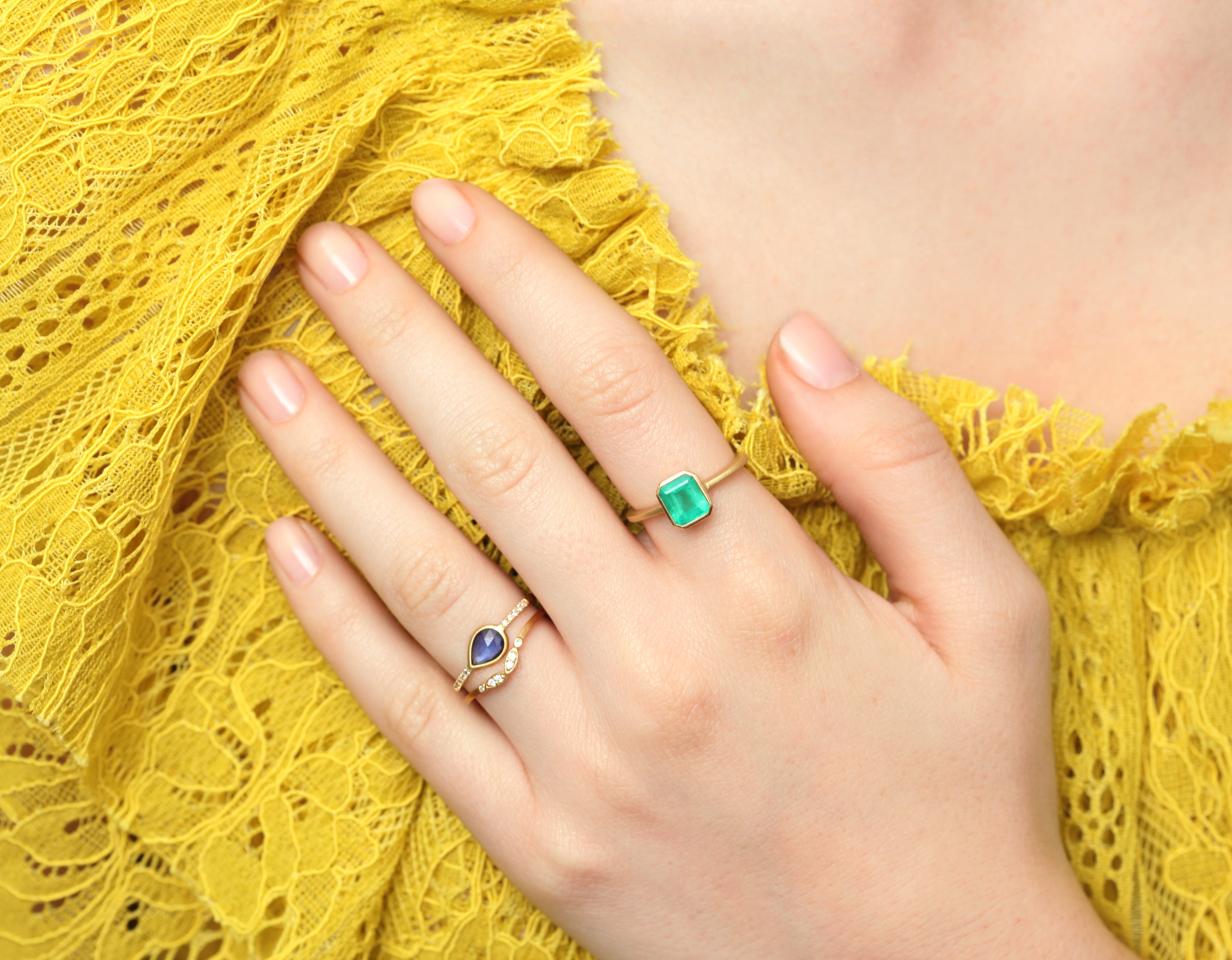 0.50ct Pear Sapphire & Yellow Gold Diamond Pavé Ring