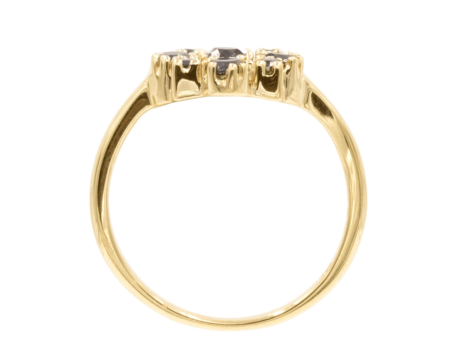 Yellow Gold Marie Black Diamond Cluster Ring