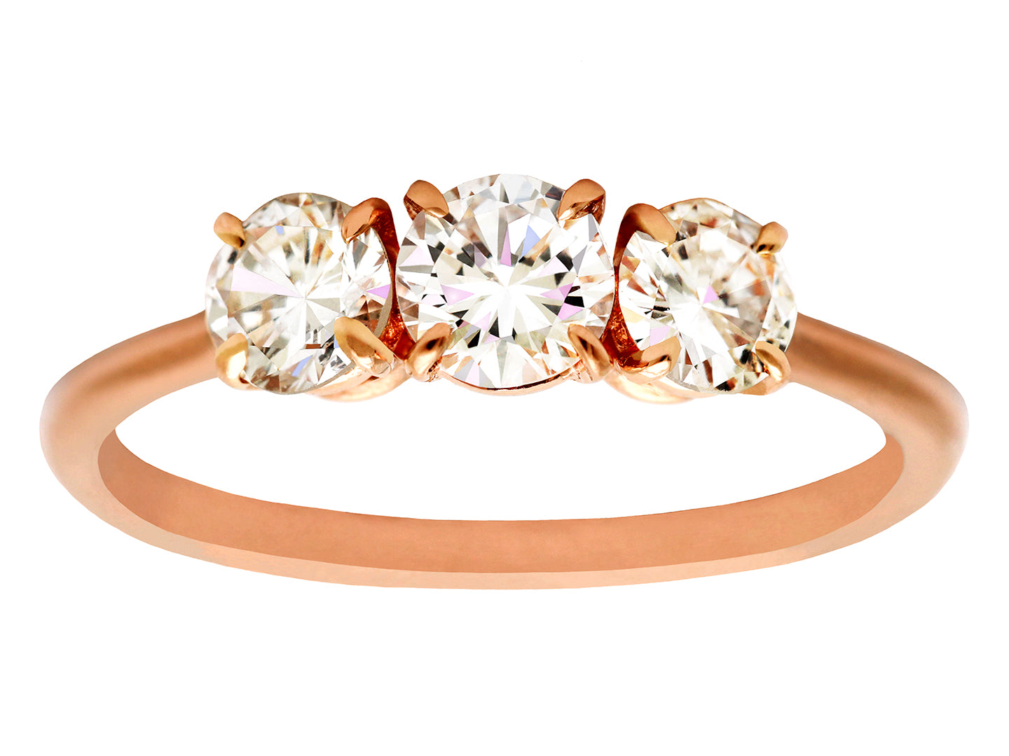 Emma 3 Brilliant White Diamond & Rose Gold Ring
