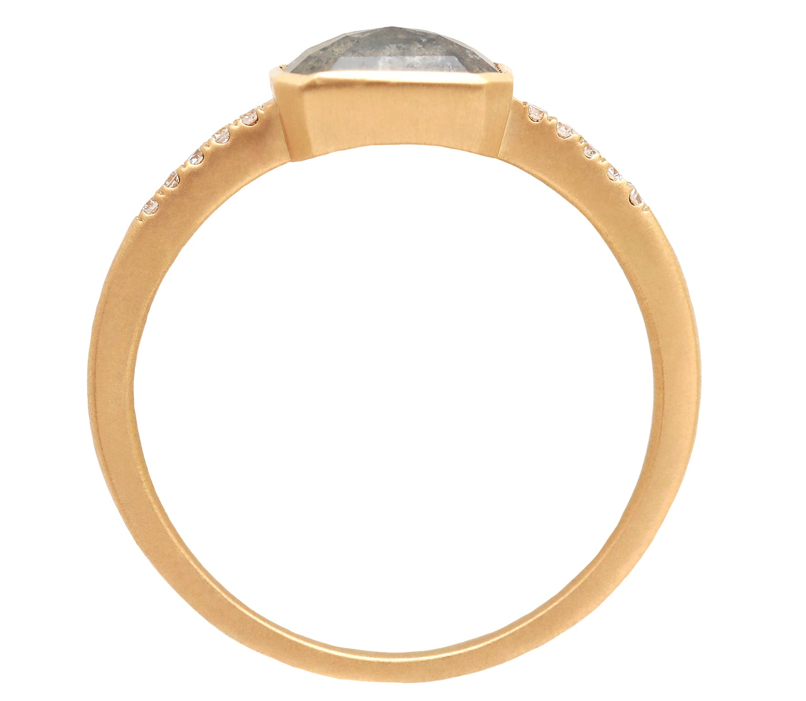0.95ct Grey Emerald Cut Diamond Pavé Ring