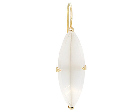 Frosted White Quartz Navette & Yellow Gold Drop Earrings