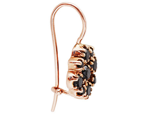 Marie Black Diamond & Rose Gold Cluster Earrings