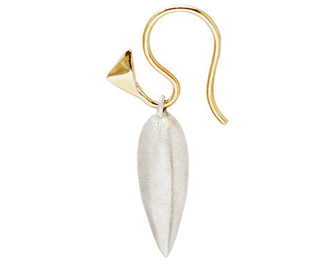 14K Gold Thorn Hooks & Sterling Silver Large Bud Earrings