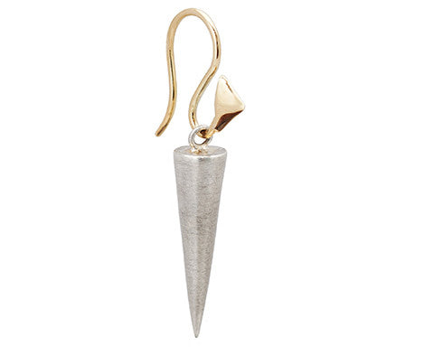 14K Yellow Gold & Silver Pointed Cone Drop Earrings