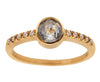 0.50ct Round Rose-cut Grey Diamond & Yellow Gold Pavé Ring