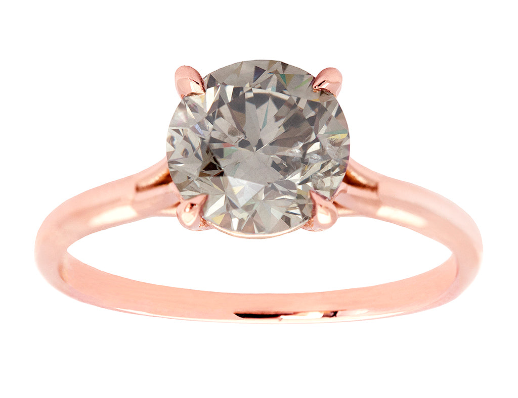 1 carat Round Fancy Grey Diamond Solitaire Ring