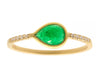 0.50ct Pear Colombian Emerald & Diamond Pavé Ring
