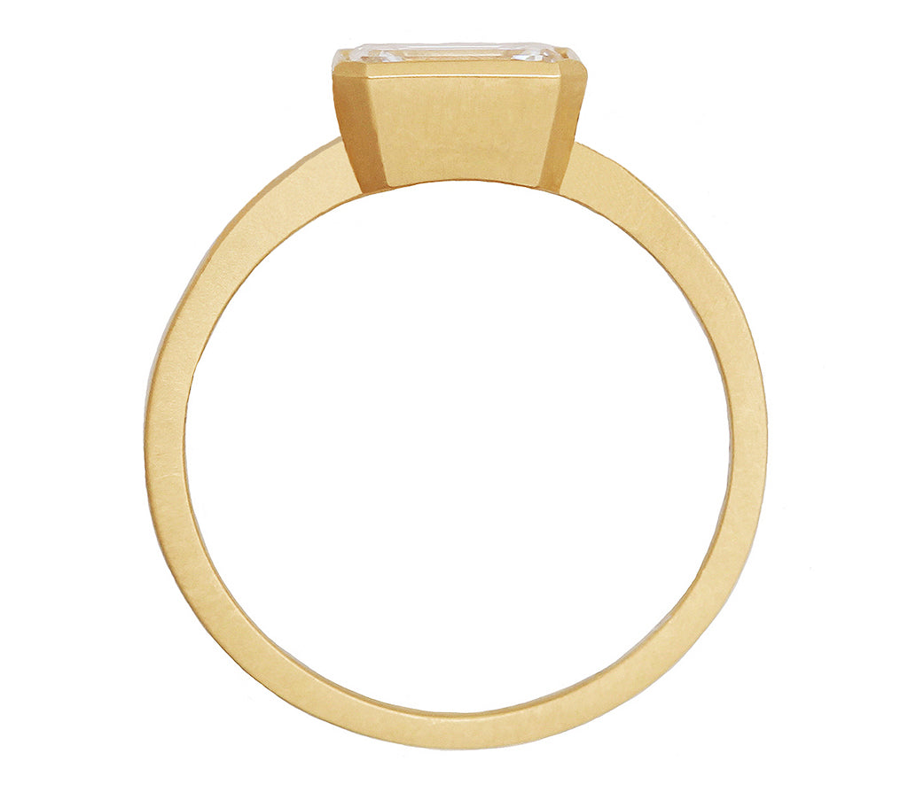 1ct Emerald-cut White Diamond & Gold Bezel Ring