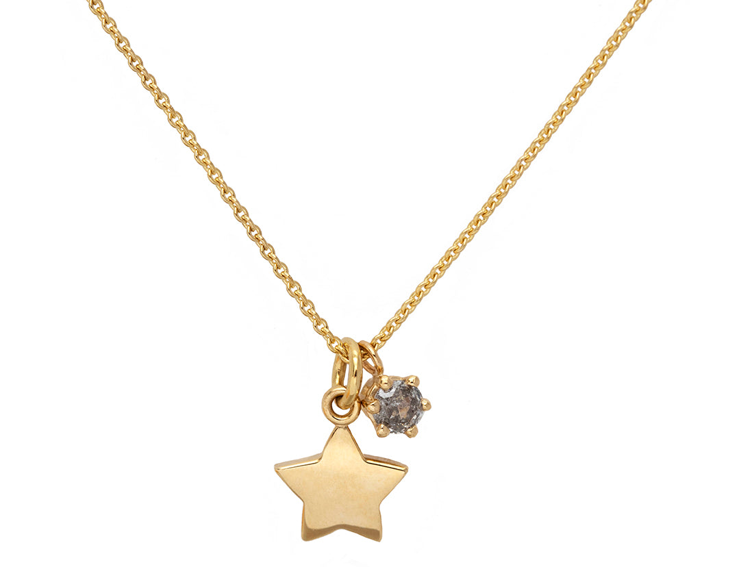 Gold Star & Grey Diamond Necklace