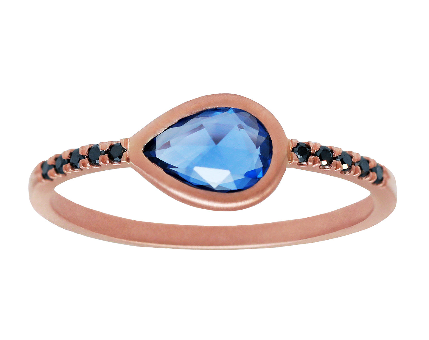 Pear Rosecut Sapphire & Black Diamond Pavé Ring