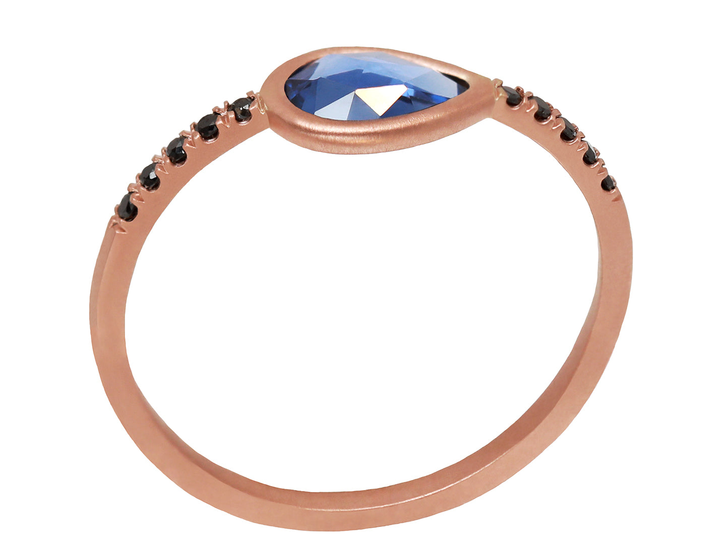 Pear Rosecut Sapphire & Black Diamond Pavé Ring